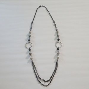 Grey, white, silver Pearl necklace